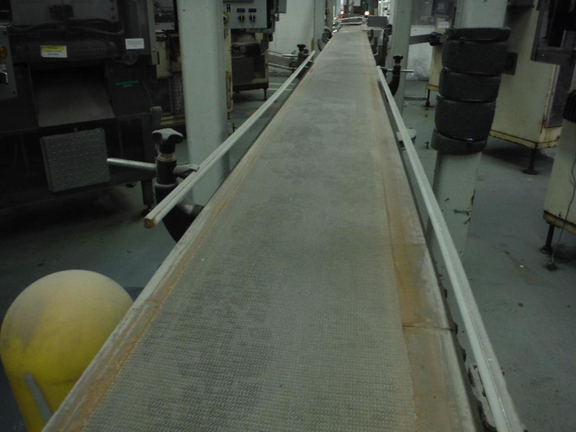 Mild steel 2 level power belt conveyor, 45 ft. x 12 in. wide. Rigging Fee: $250 - Image 4 of 12