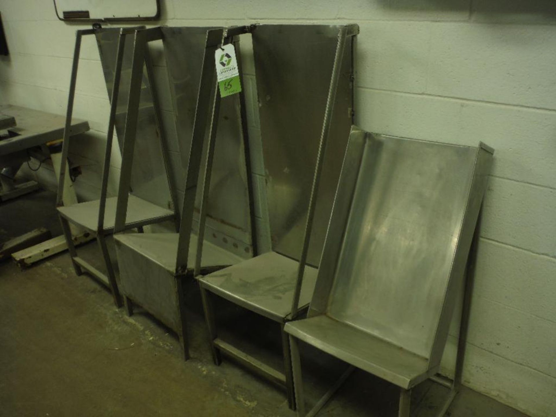 (4) SS slant bottom pack off tables (LOT). Rigging Fee: $50 - Image 2 of 3