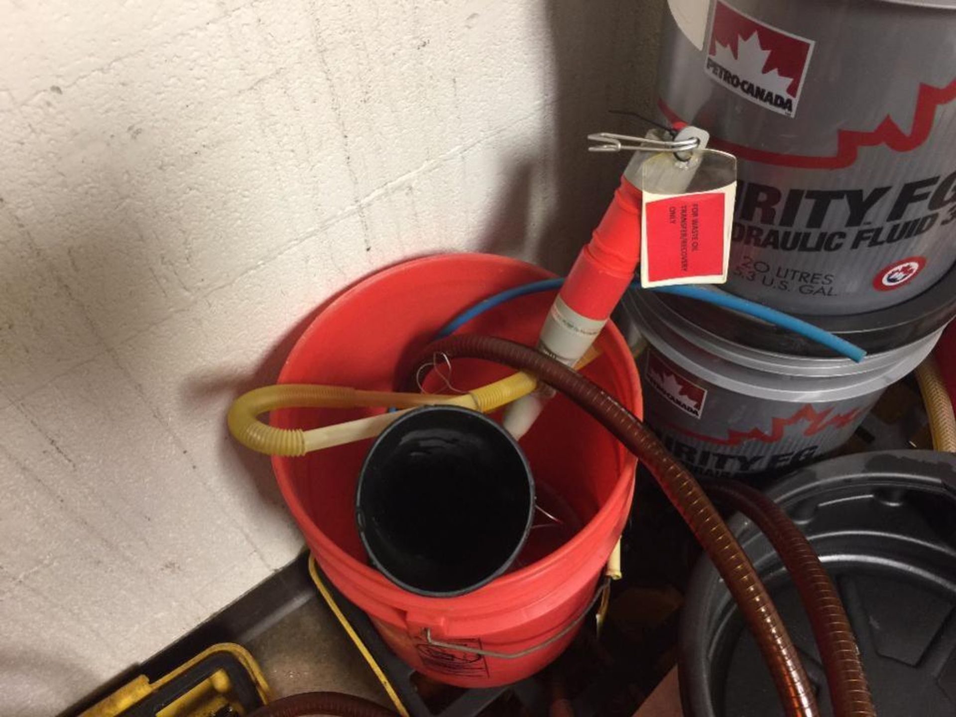 Spill containment, hand oil pumps, transfer hose, funnels, and (10) 5 gallon part pails. Rigging Fee - Image 4 of 6