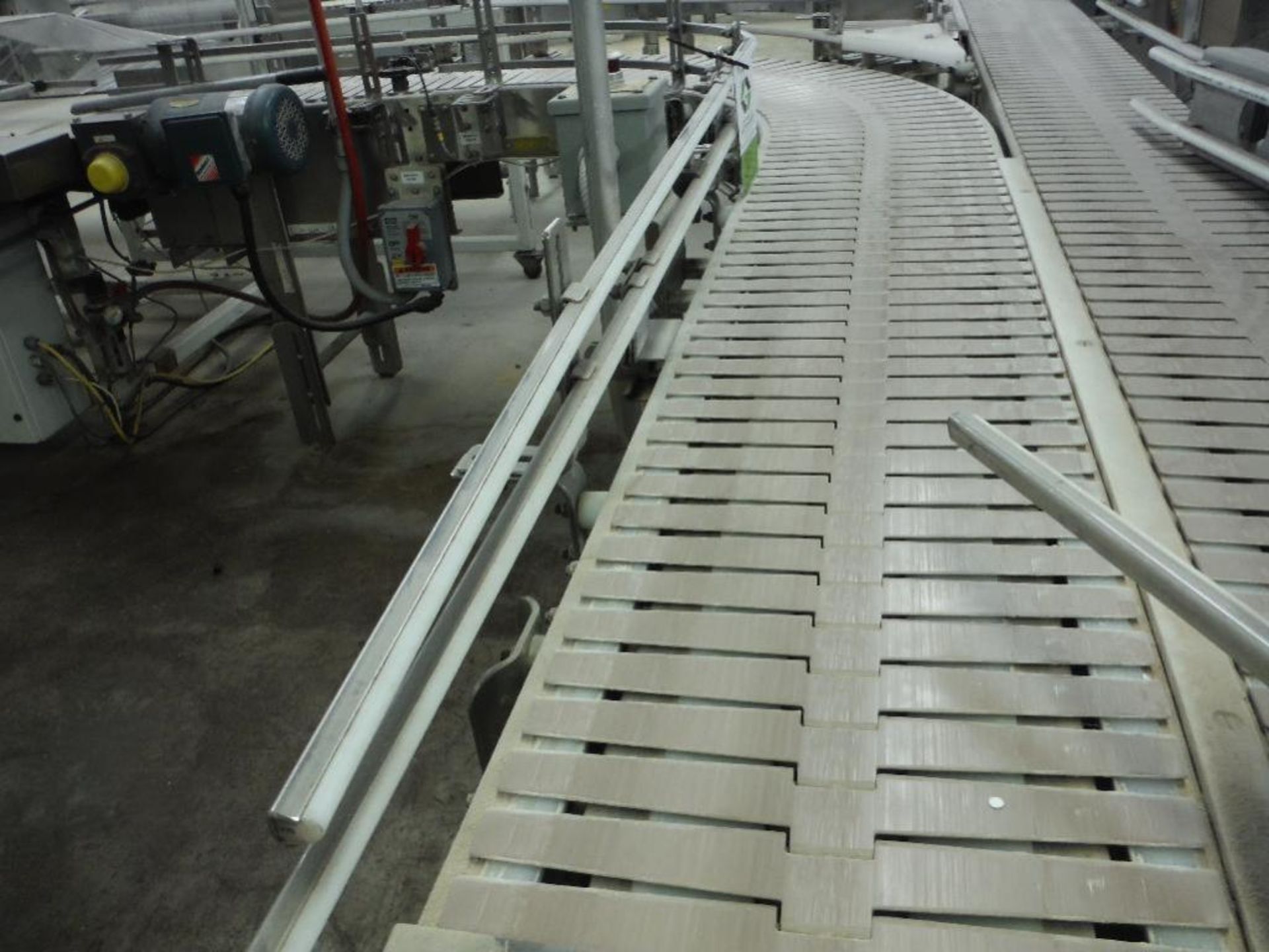 Nercon SS 90 degree turn conveyor, 11 ft. x 12 in. table top chain, w/ motor and drive. Rigging Fee: - Image 2 of 6