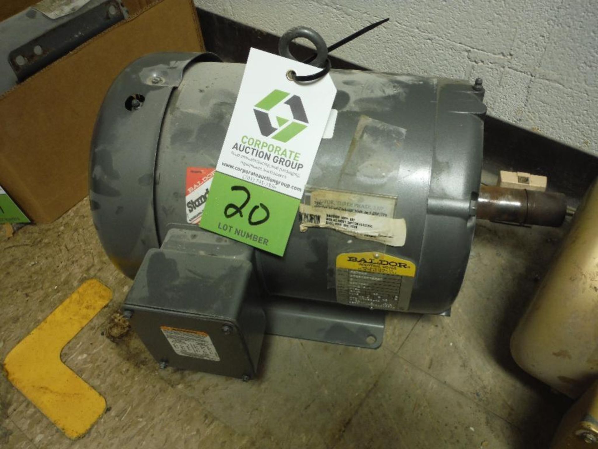 Baldor motor, 3 hp, 3 phase, frame 215T, rpm 1160. Rigging Fee: $25