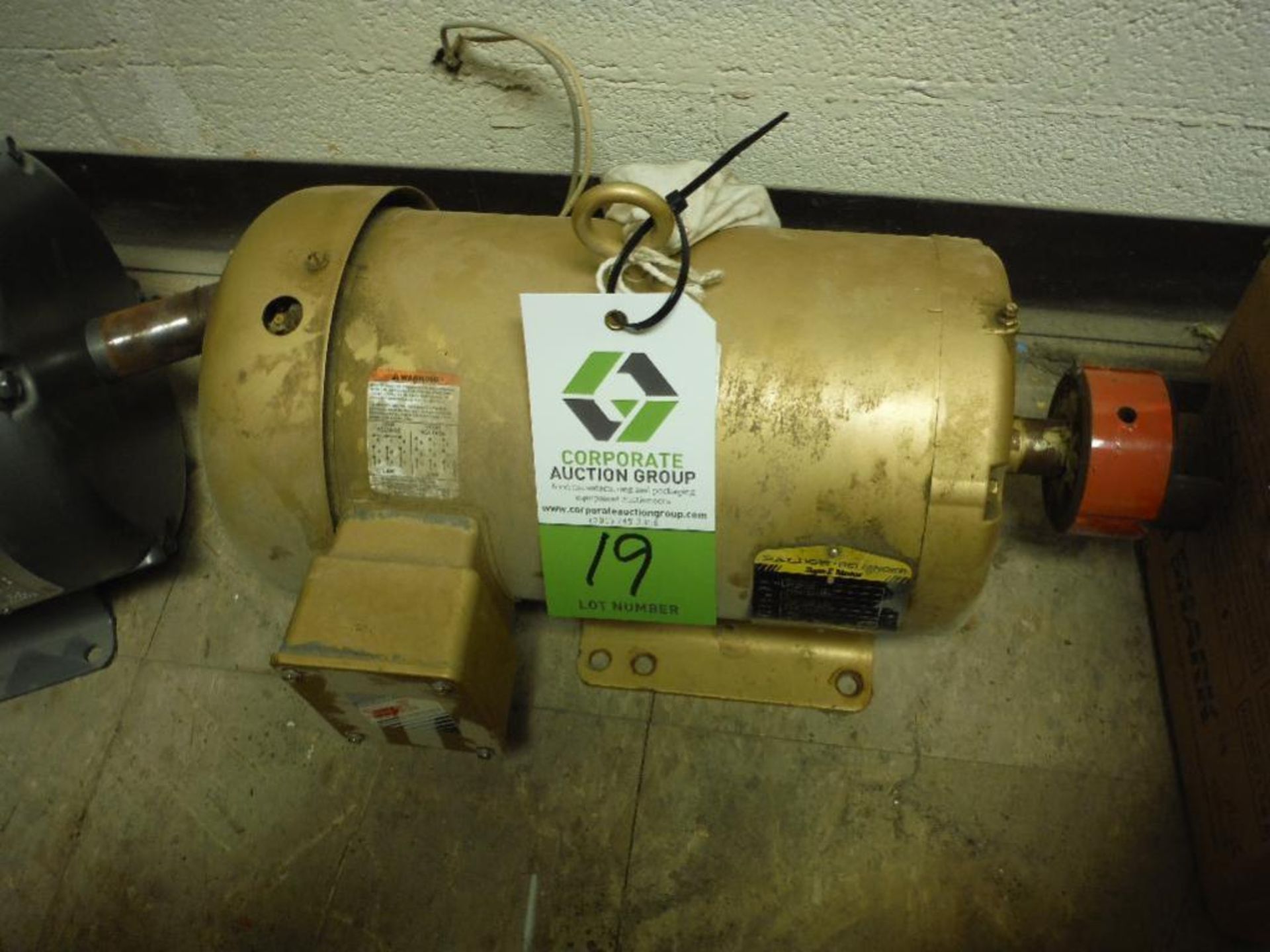 Baldor motor, 5 hp, 3 phase, frame 184T, rpm 1750. Rigging Fee: $25