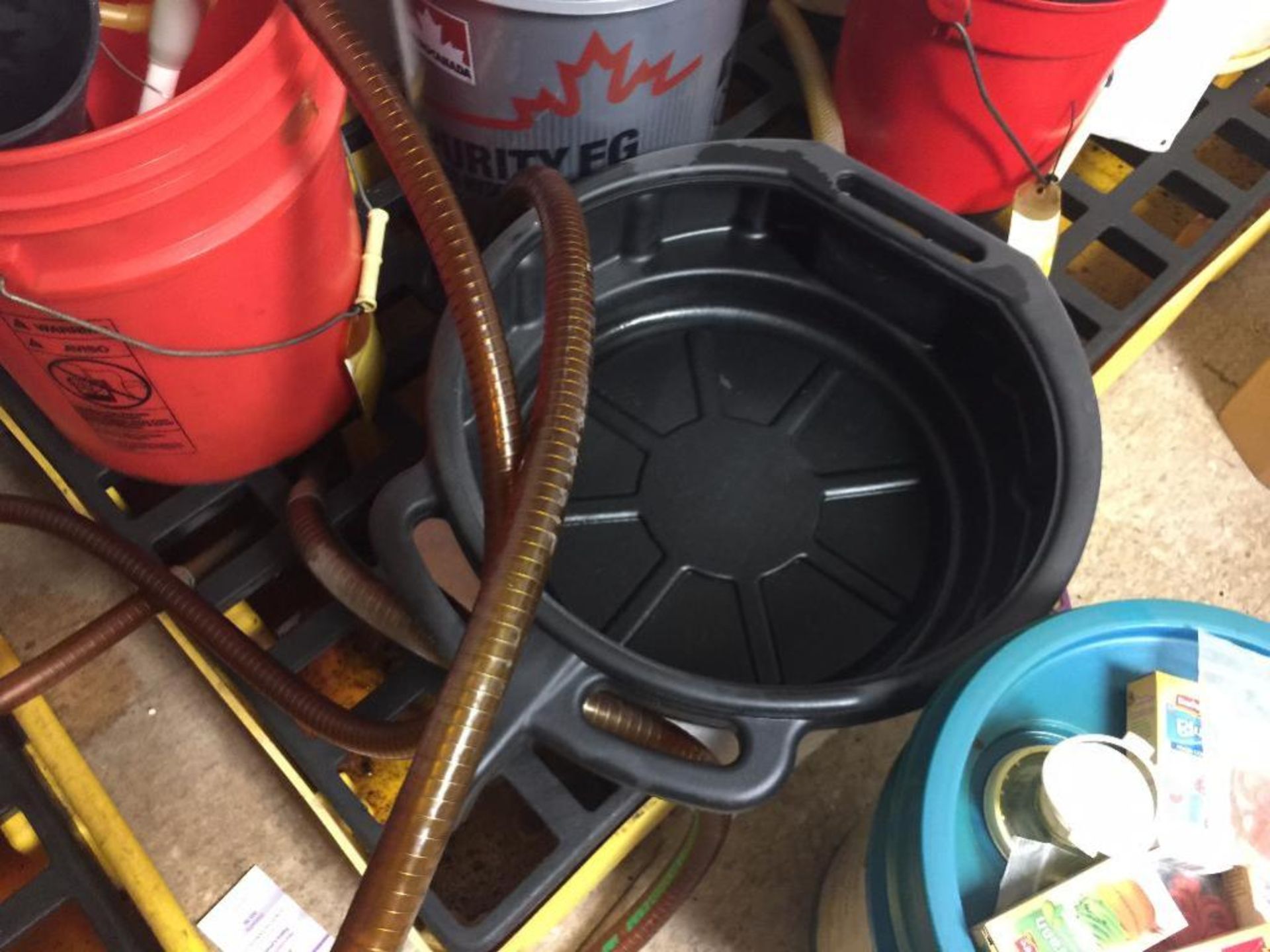 Spill containment, hand oil pumps, transfer hose, funnels, and (10) 5 gallon part pails. Rigging Fee - Image 6 of 6