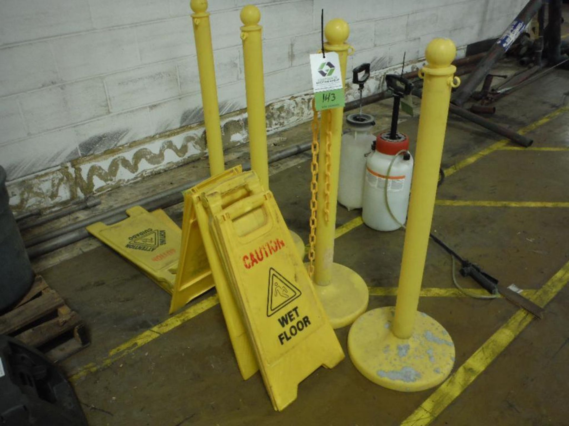 Safety signs and stanchions. Rigging Fee: $25