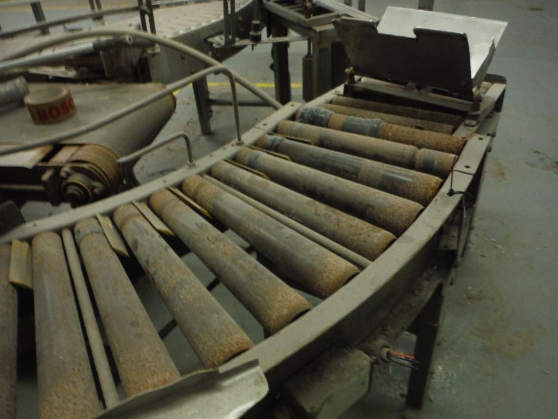 Mild steel 90 degree power roller conveyor, 60 in. x 60 in., 15 in. rollers. Rigging Fee: $100 - Image 3 of 6