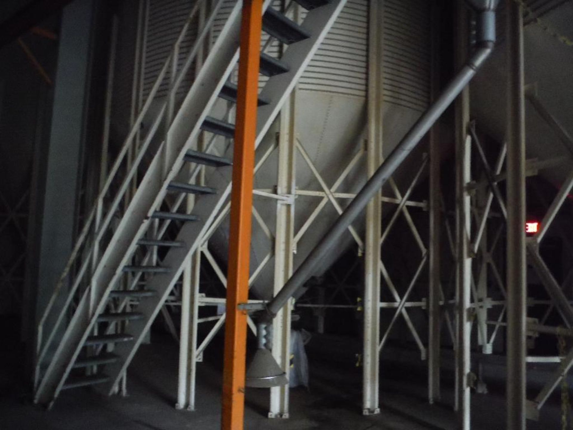 Contents of bulk storage silo building, including (4) mild steel cone bottom holding bins 18 ft. dia - Image 15 of 15