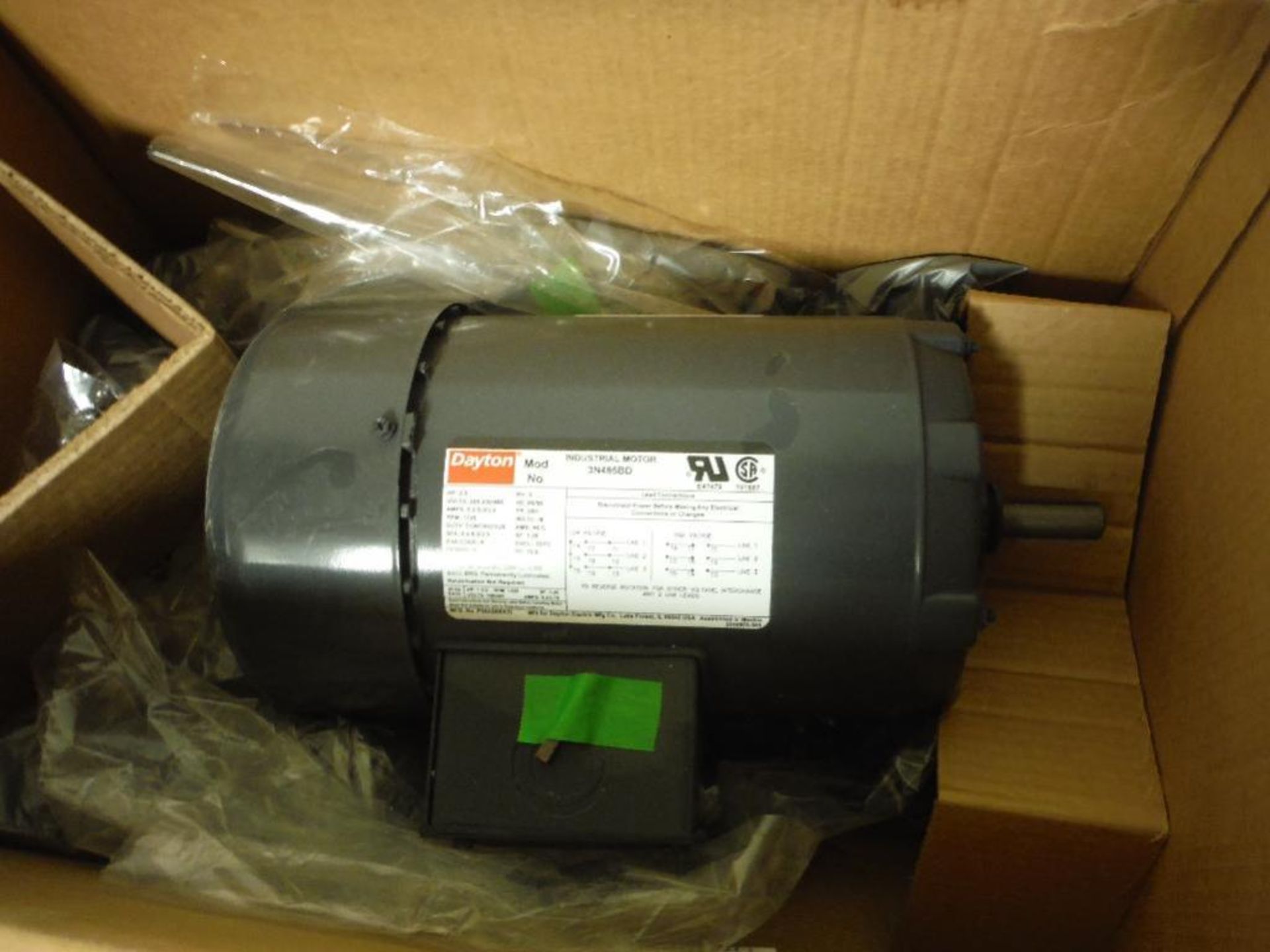 Dayton motor, 2 hp, 3 phase, frame 56H, rpm 1725. Rigging Fee: $25