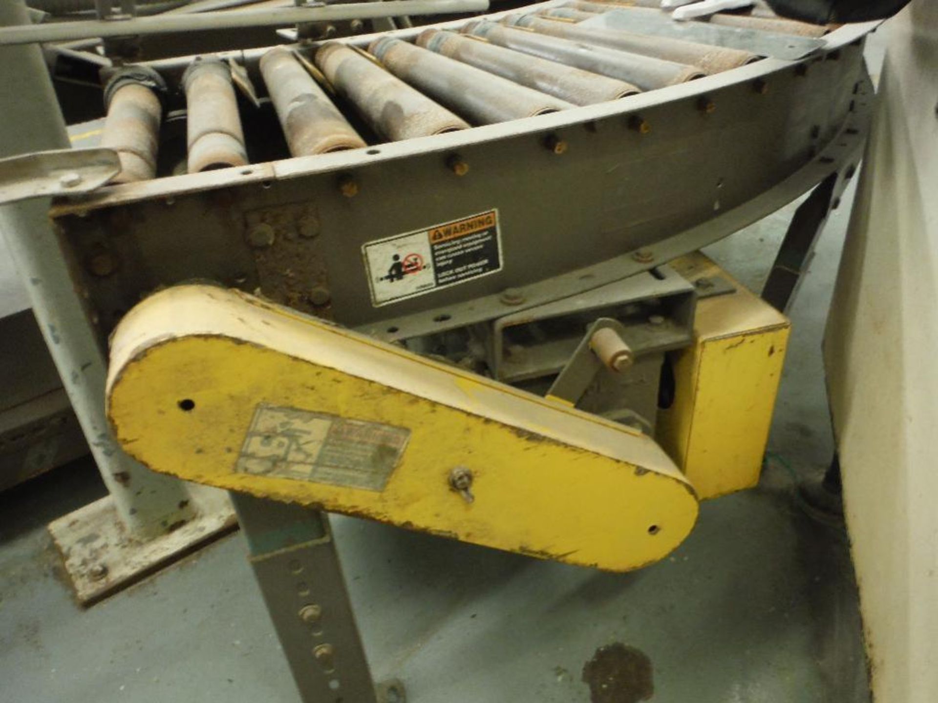 Mild steel 90 degree power roller conveyor, 60 in. x 60 in., 15 in. rollers. Rigging Fee: $100 - Image 6 of 6