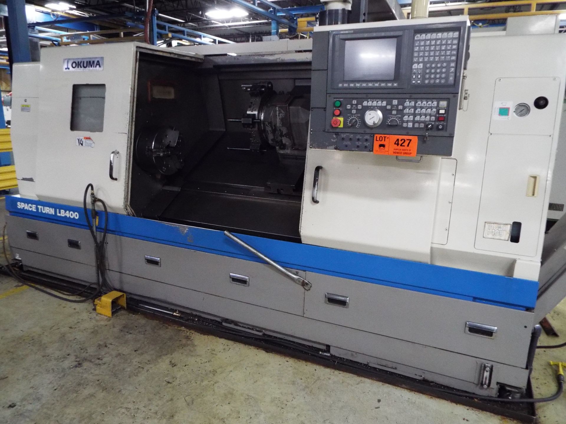 OKUMA (2002) SPACE TURN LB400 CNC TURNING CENTER WITH OKUMA OSP-E100L CNC CONTROL, 14" CHUCK, 24"