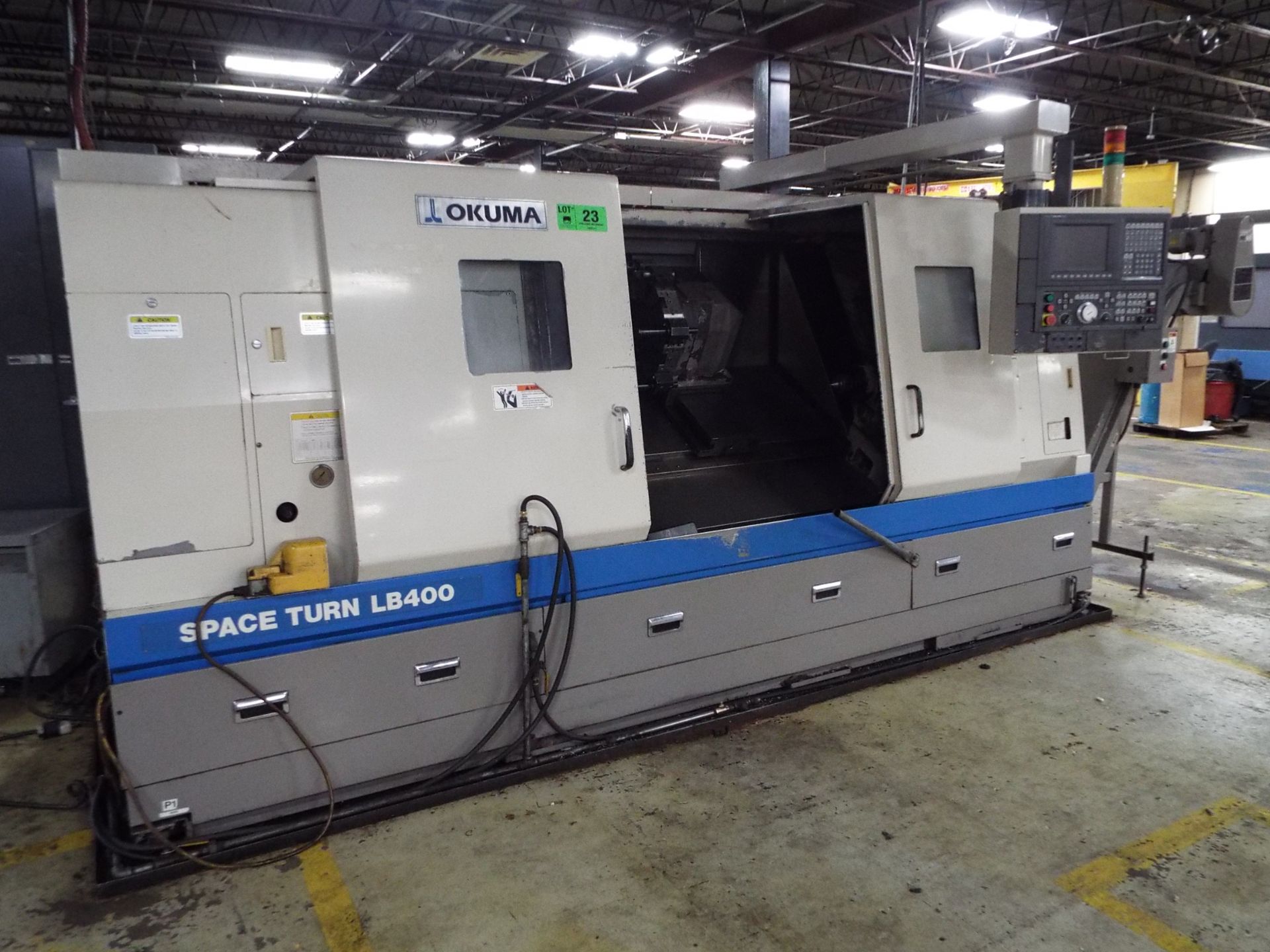 OKUMA (2002) SPACE TURN LB400 CNC TURNING CENTER WITH OKUMA OSP-E100L CNC CONTROL, 14" CHUCK, 24"