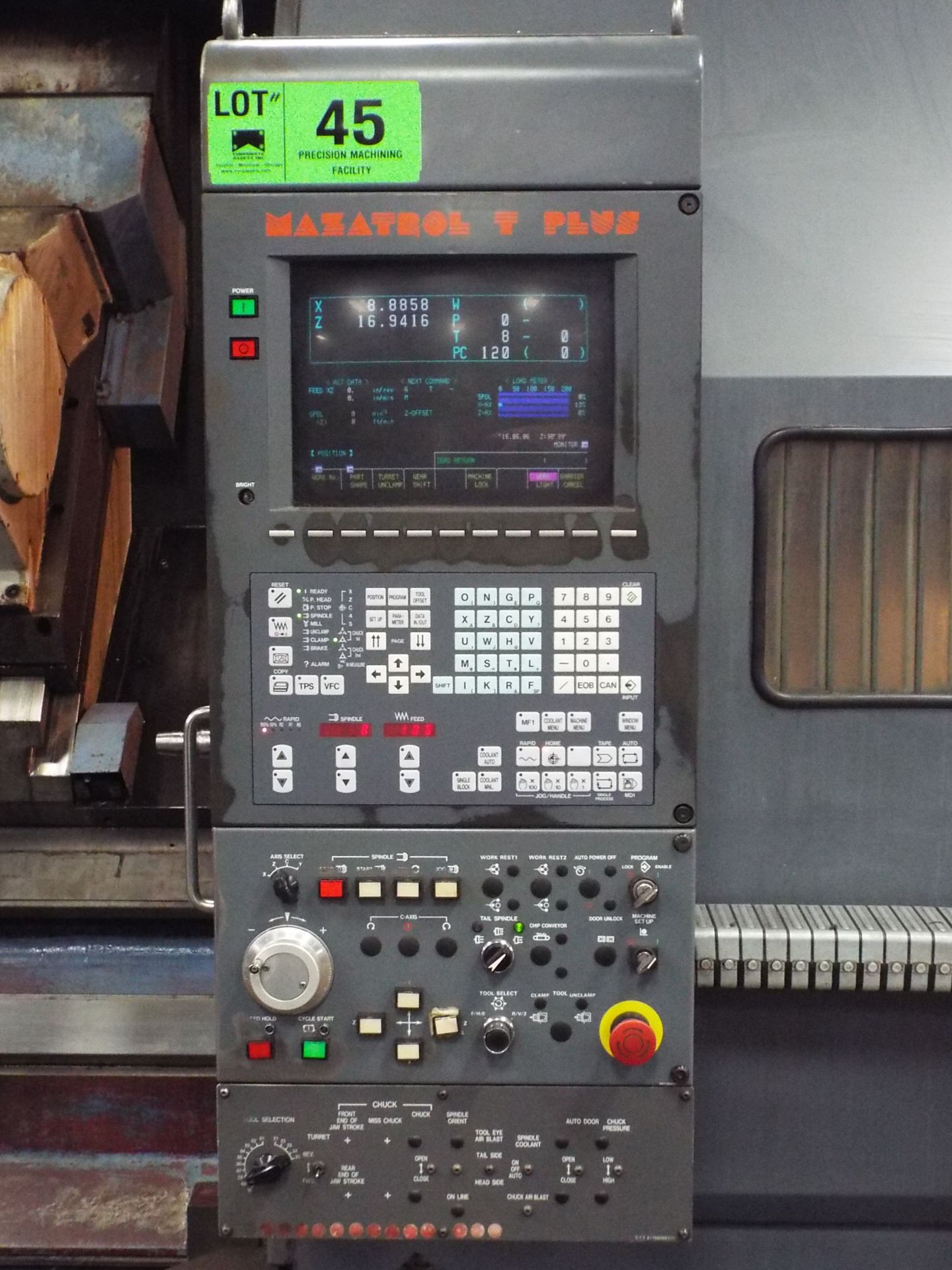 MAZAK SLANT TURN 50NX-2000U CNC TURNING CENTER WITH MAZATROL T-PLUS CNC CONTROL, 18" PNEUMATIC - Image 8 of 9