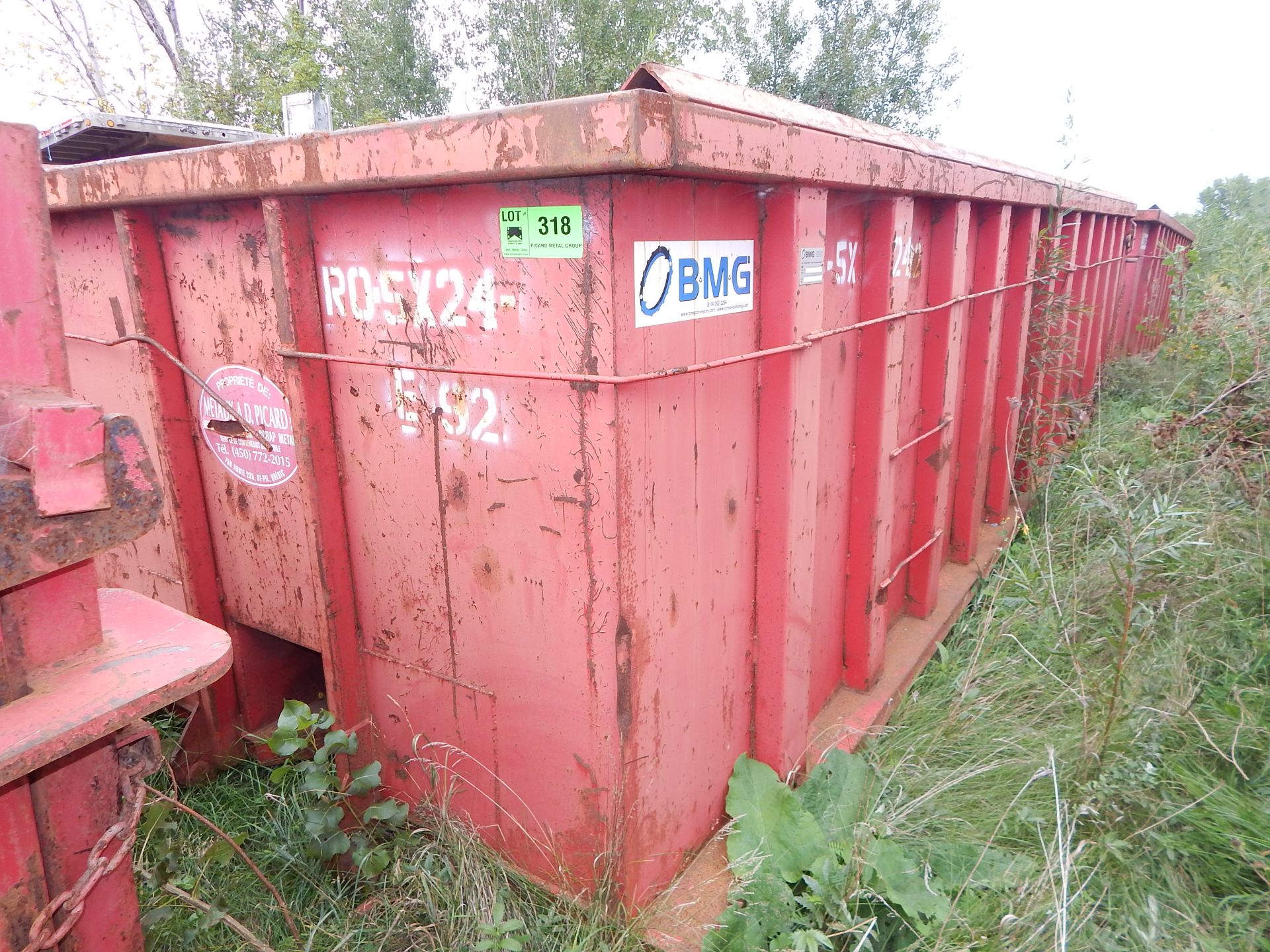 5'X24' OPEN TOP STEEL ROLL OFF BIN