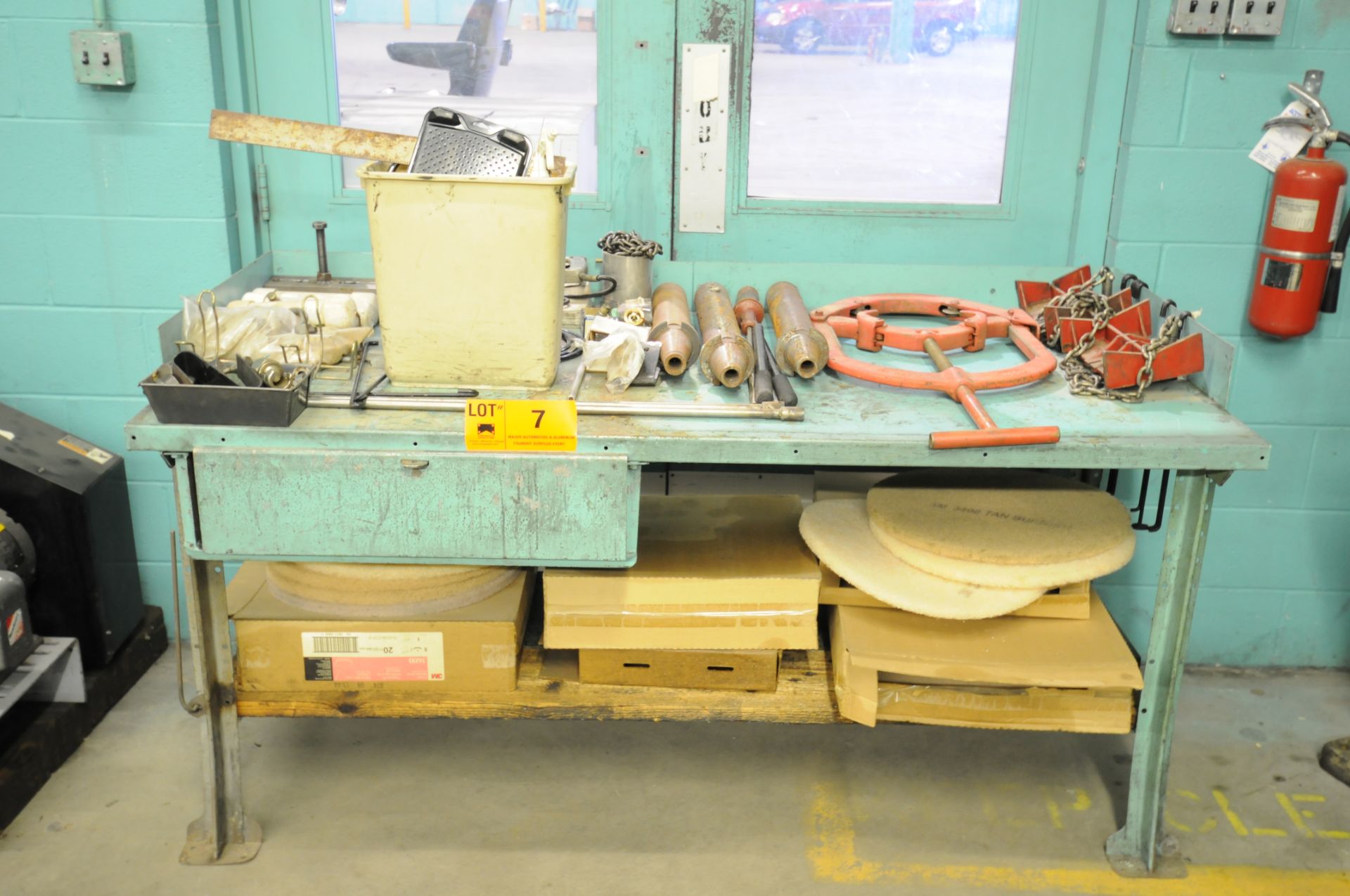 LOT/ WORK BENCH WITH CONTENTS