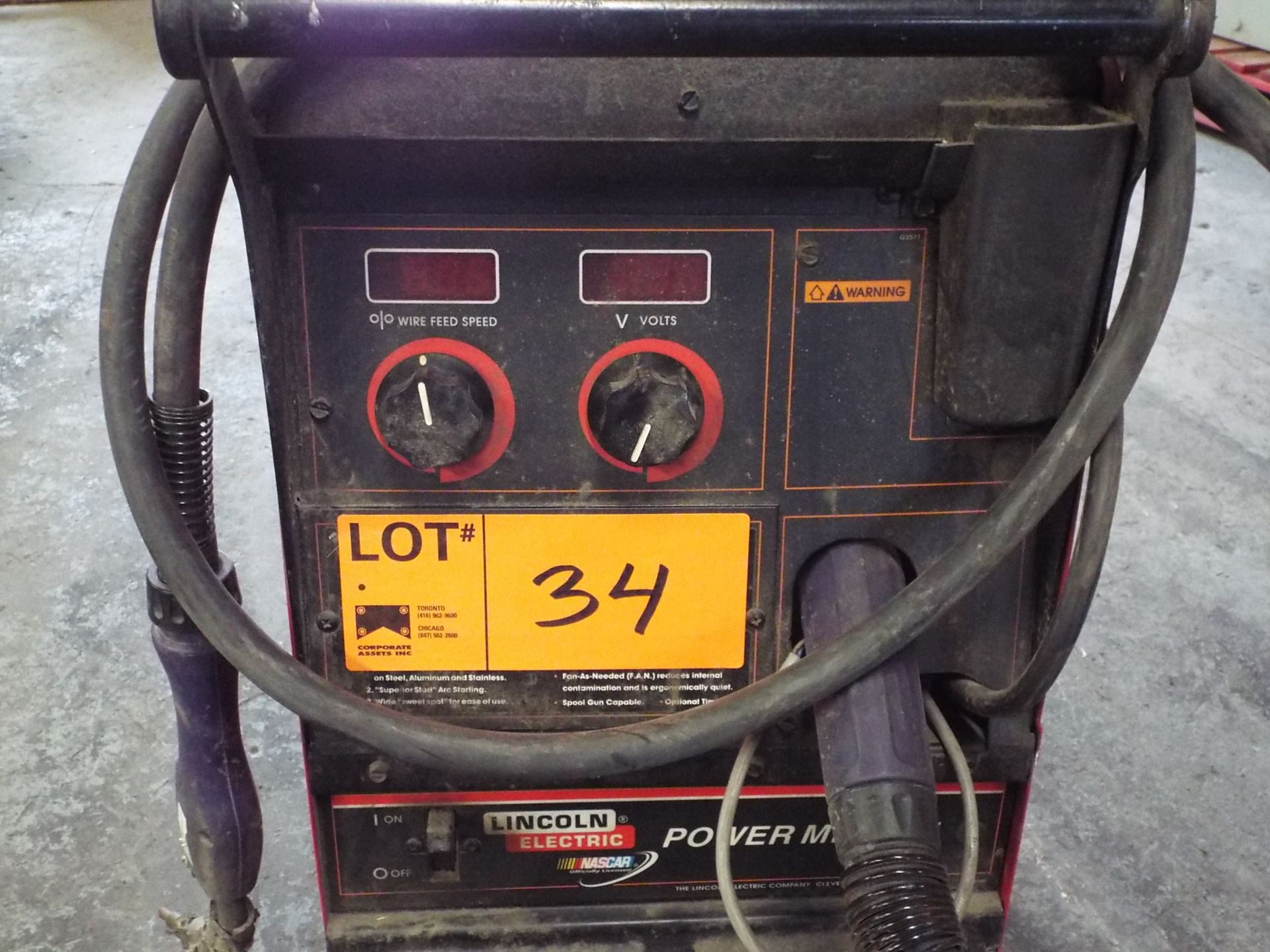 LINCOLN POWERMIG 255 PORTABLE DIGITAL MIG WELDER WITH CABLES AND GUN S/N: U1020505310 - Image 2 of 2