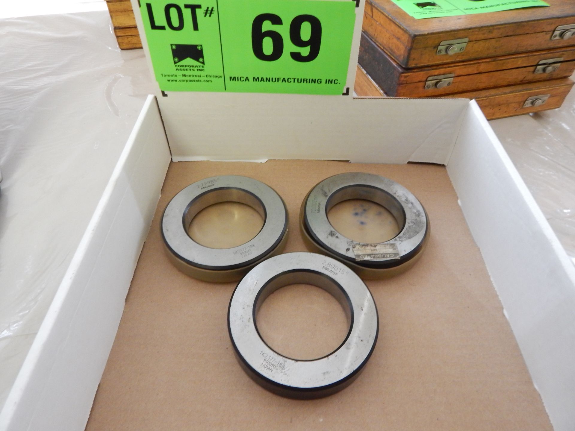 LOT/ MITUTOYO 2.79985", 2.80015" AND 70.002" RING GAUGES