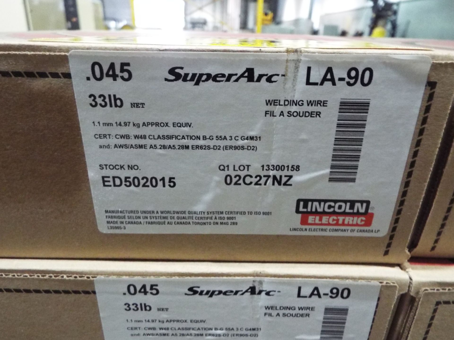 ROLLS OF LINCOLN SUPERARC .045 LA-90 WELDING WIRE (NEW IN BOX) - Image 2 of 2