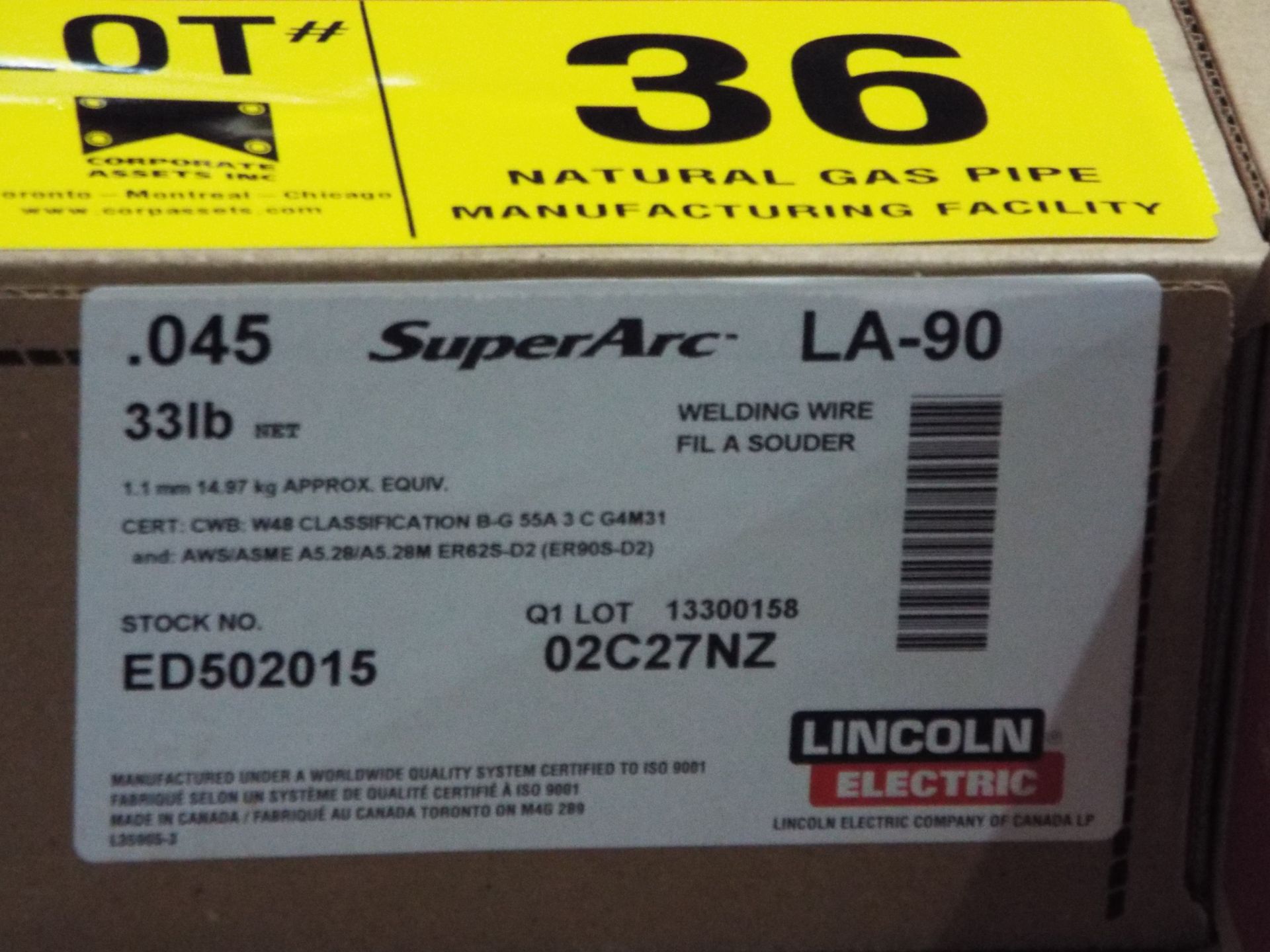 ROLLS OF LINCOLN SUPERARC .045 LA-90 WELDING WIRE (NEW IN BOX) - Image 2 of 2