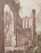 Colour etching
"Transition lights and arches, Rievaulx Abbey, Yorkshire" depicting a ruined abbey,