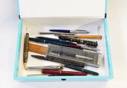 A quantity of fountain and other pens including Phillips, Parker and others.