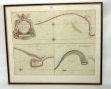 Coloured etching of Burlington Bay, Scarborough and Hartlepool to Capt Ralph Sanderson,