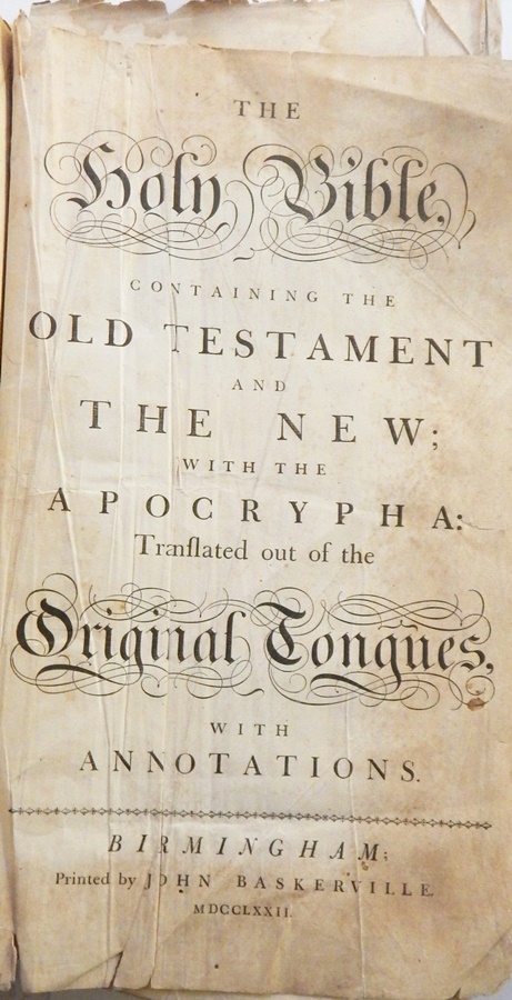 The Holy Bible, printed by John Baskerville 1772, Birmingham,