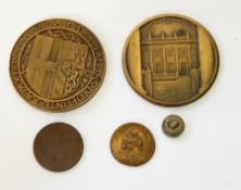 Two bronze souvenir medallions to include after R Benard, Central Hanover, Paris, 20 Place Vendome,