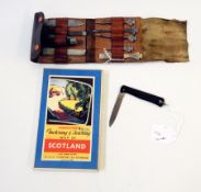 A Bonsa field tool kit in folding leather case,