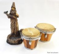 A pair of wooden bongo drums, a 'Go for Broke' game,
