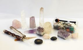 Three obelisk-style crystals, a large quantity of crystals and hardstones,