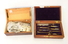 Pocket microscope with slides and tweezers (cased), box of cigarette cards, pocket manicure set,
