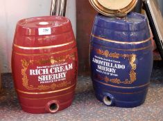 Two Royal Norfolk ceramic spirit barrels "Rich Cream Sherry" and "Amontelado Sherry" together with