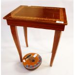 A wooden musical occasional table and a South Seas(?) musical instrument (2)