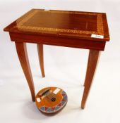 A wooden musical occasional table and a South Seas(?) musical instrument (2)