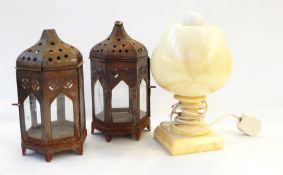 A quantity of metalware to include two lamps,