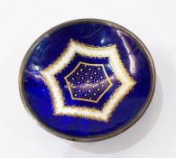 German sterling silver, pearlescent and plique-a-jour blue enamel dish,