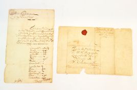 Late 17th century letter of inventory sent to "The Keeper for the Office of Ordnance, Portsmouth",