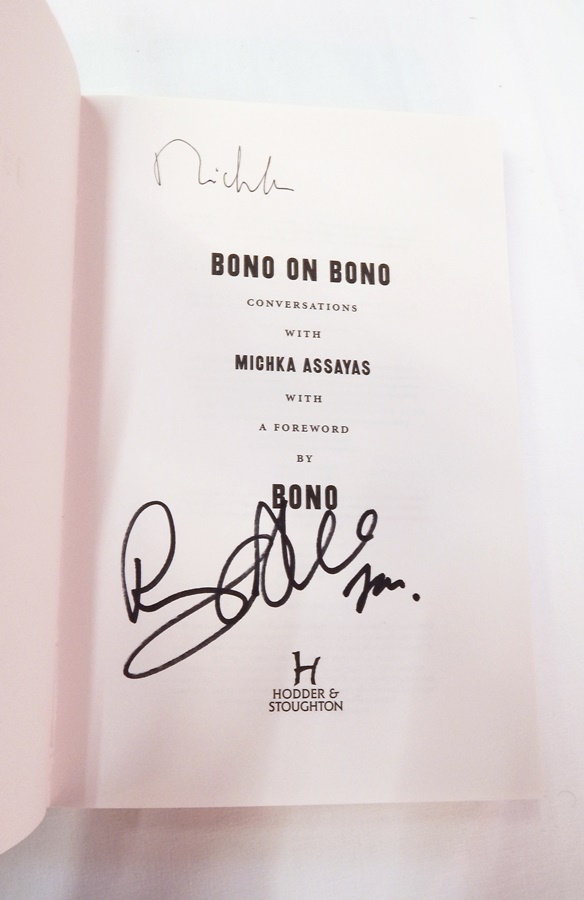 Signed copy of "Bono on Bono - Conversations with Michka Assayas", pub.