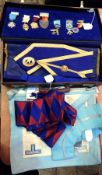 A 1970's collection of Masonic items, Norfolk Lodge, Bury st Edmonds with aprons,