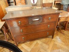 Oak chest of three long graduating drawers,