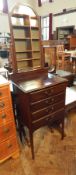 Edwardian mahogany sheet music chest of four drawers with drop front, on square tapering legs,