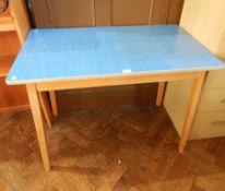 Contemporary rectangular formica-top kitchen table on square legs,