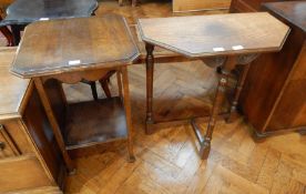 Late 19th century oak octagonal-shaped occasional table, with undershelf, on square supports,