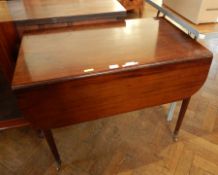 19th century mahogany pembroke table, rectangular, one real and one dummy frieze drawer,