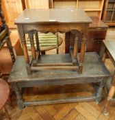 Oak nest of two coffee tables and oak table