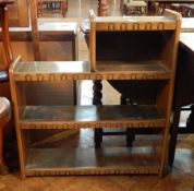 An oak open bookcase, length 75cm,