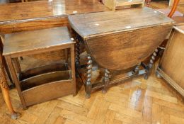 Oak oval gateleg table on spirally twisted legs,