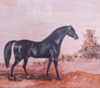 Pair oils on canvas, studies of black horses,