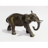 Bronzed metal model of an elephant,