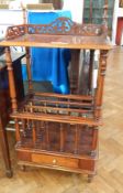 Victorian mahogany Canterbury magazine rack with scroll pierced three-quarter gallery,