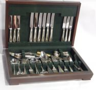 Canteen of silver plate cutlery, bead pattern, six place settings, to include dinner knives, forks,